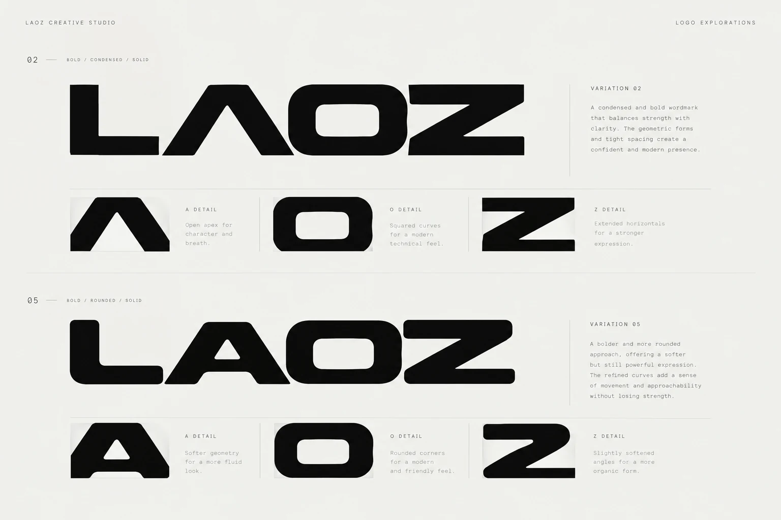 LAOZ wordmark geliştirme çalışmaları